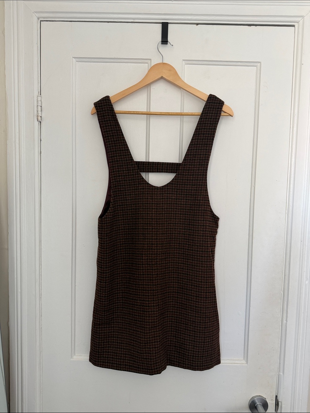Simons Brown Houndstooth Pinafore Dress